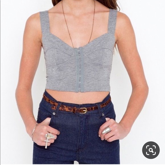 MINKPINK Swayze Grey Crop Top Bustier Tank - Picture 1 of 7